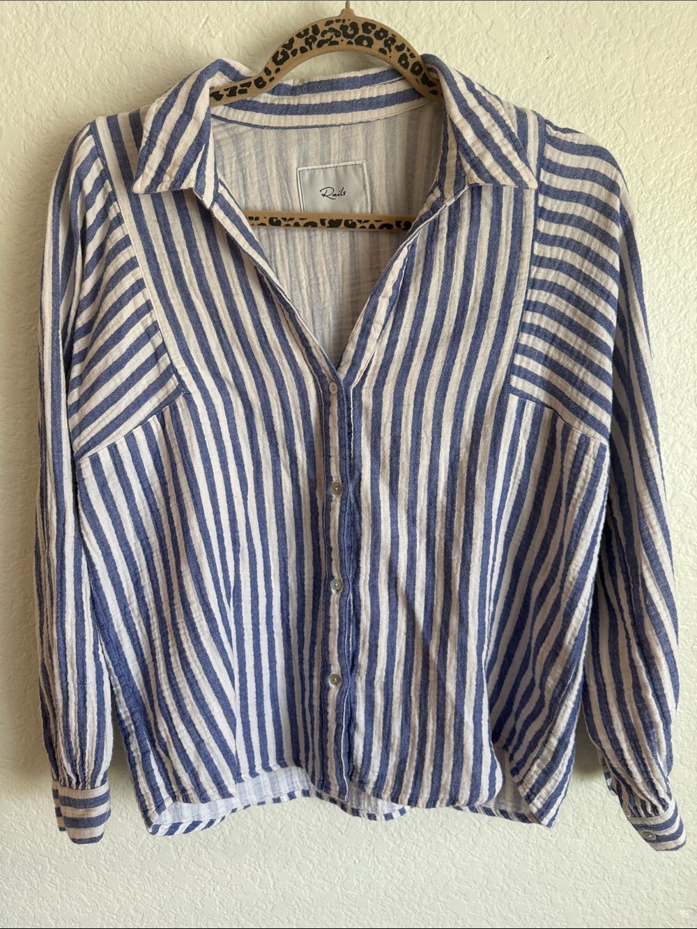Rails Blue & White Striped Button-Front Shirt